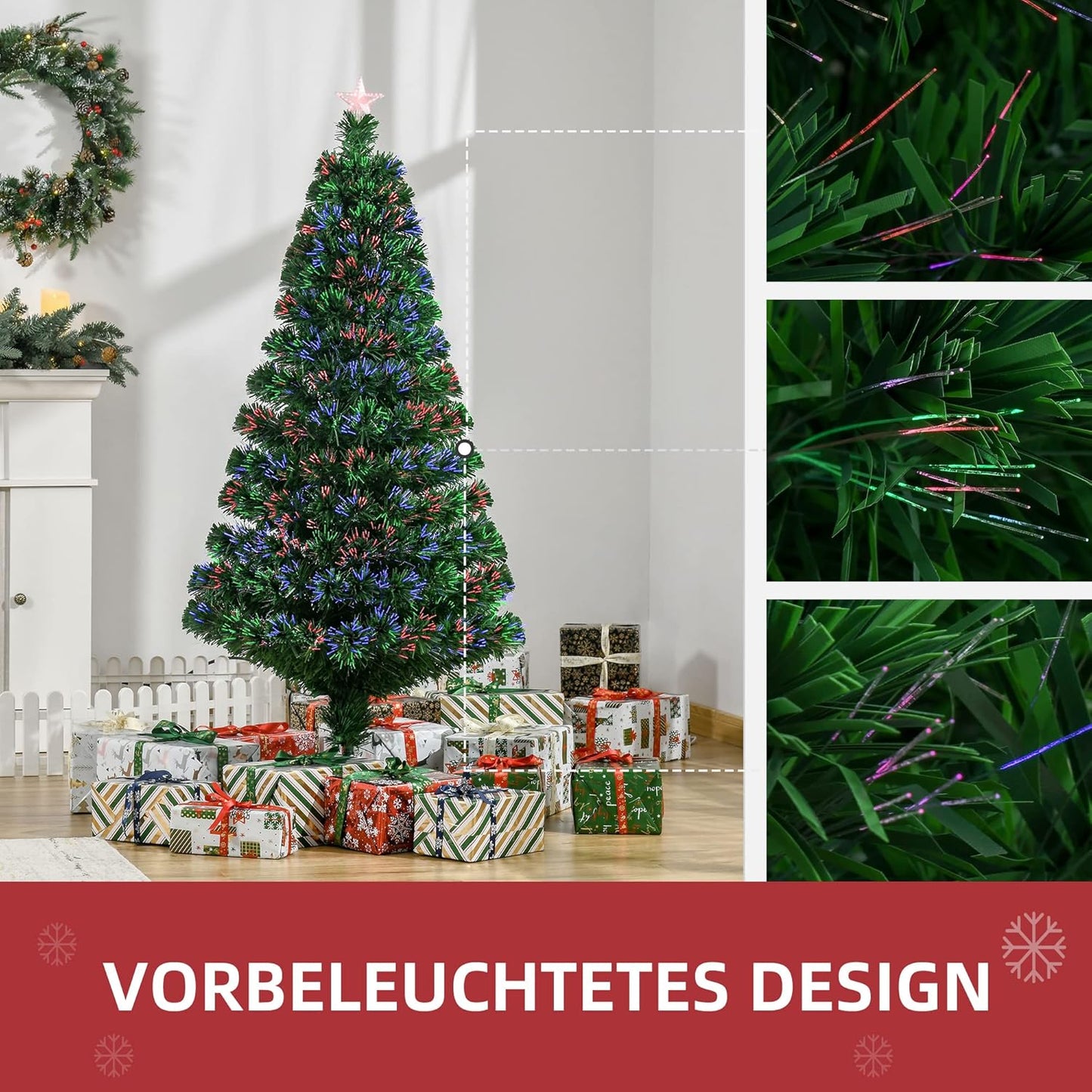 Künstlicher Weihnachtsbaum mit LED-Beleuchtung, Grün 150 cm