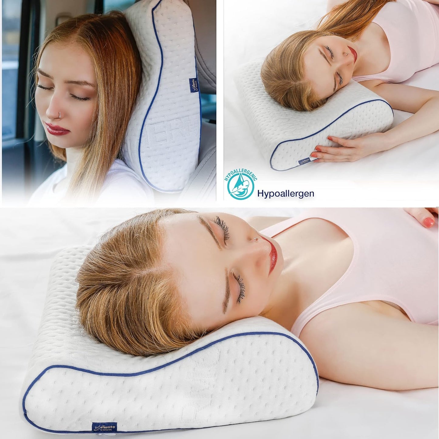 Ergonomisches Reisekissen mit Nackenstütze, 35 X 30 X 10/8 Cm - Weiss Nackenstütze