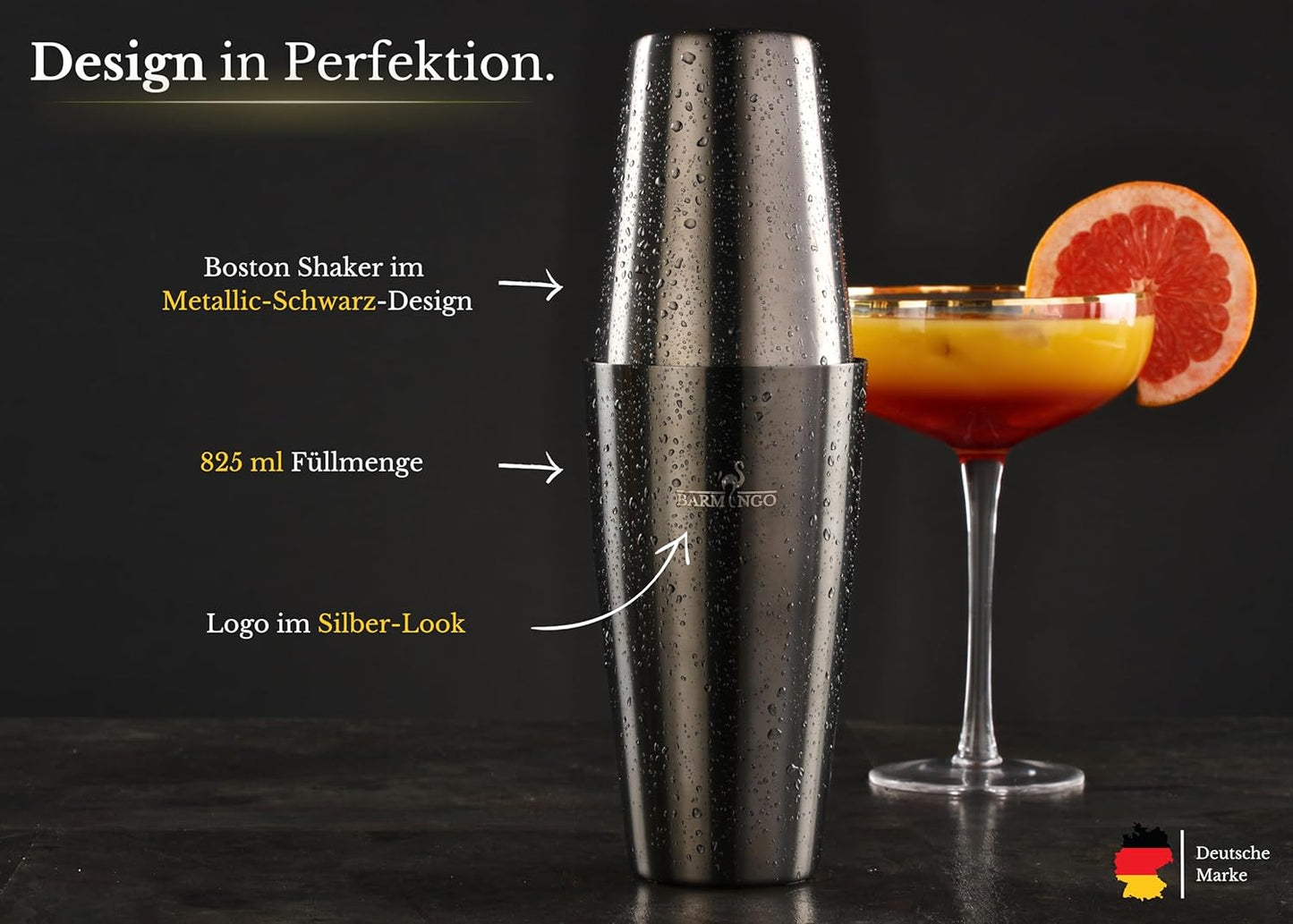 Cocktail-Set, Metallic-schwarz