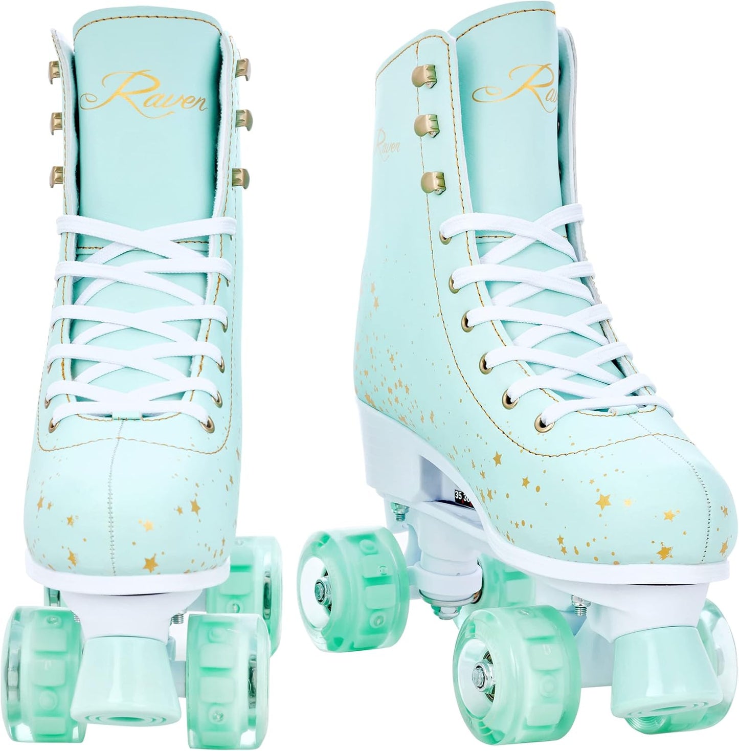 Verstellbare LED-Rollschuhe, 35-38 (22,5cm-24cm) Noa Mint (LED Rollen)