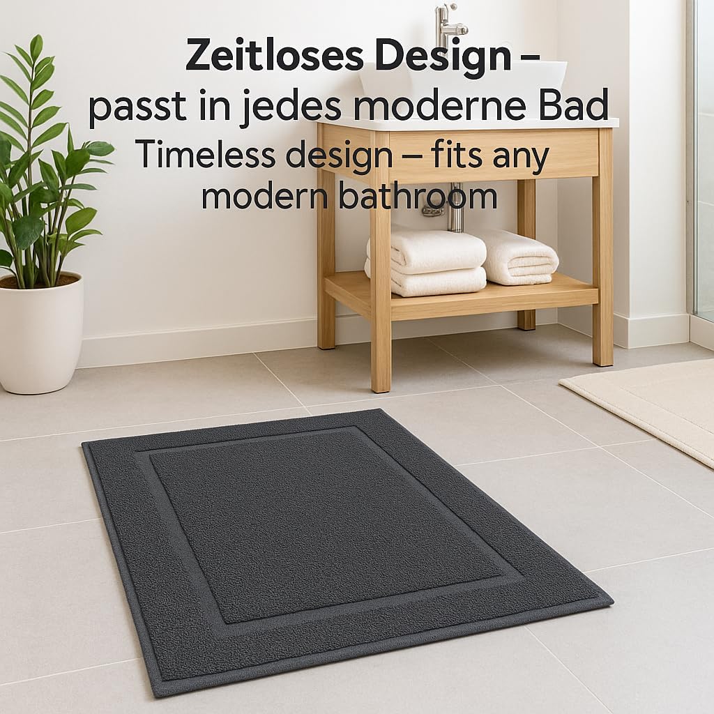 2er-Set Badematten, 50x70 cm, 2x Badvorleger Graphit