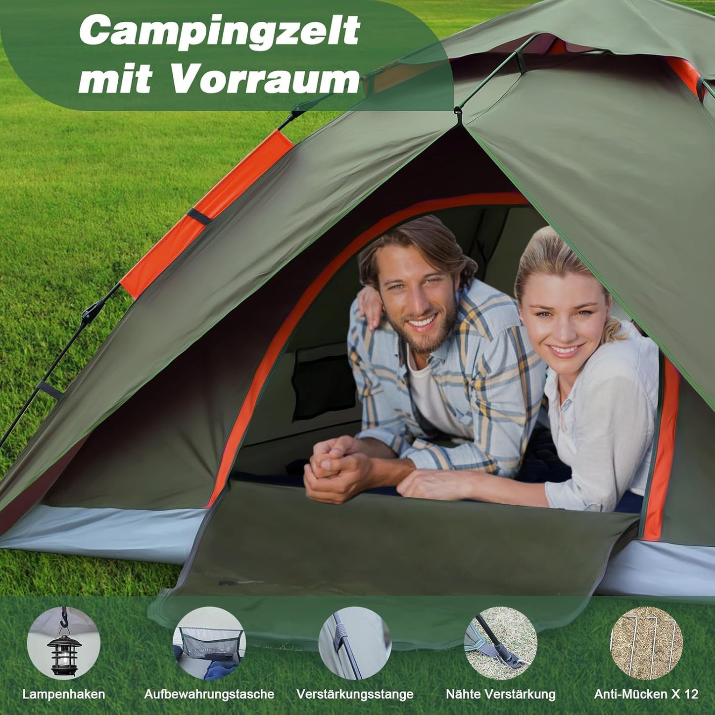 Pop Up Campingzelt für 2-4 Personen, wasserdicht