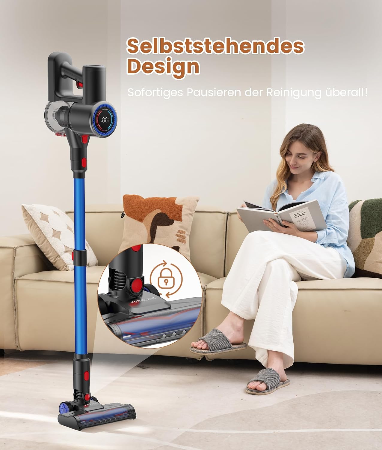 Z8 Akkustaubsauger mit LED-Display, Blau