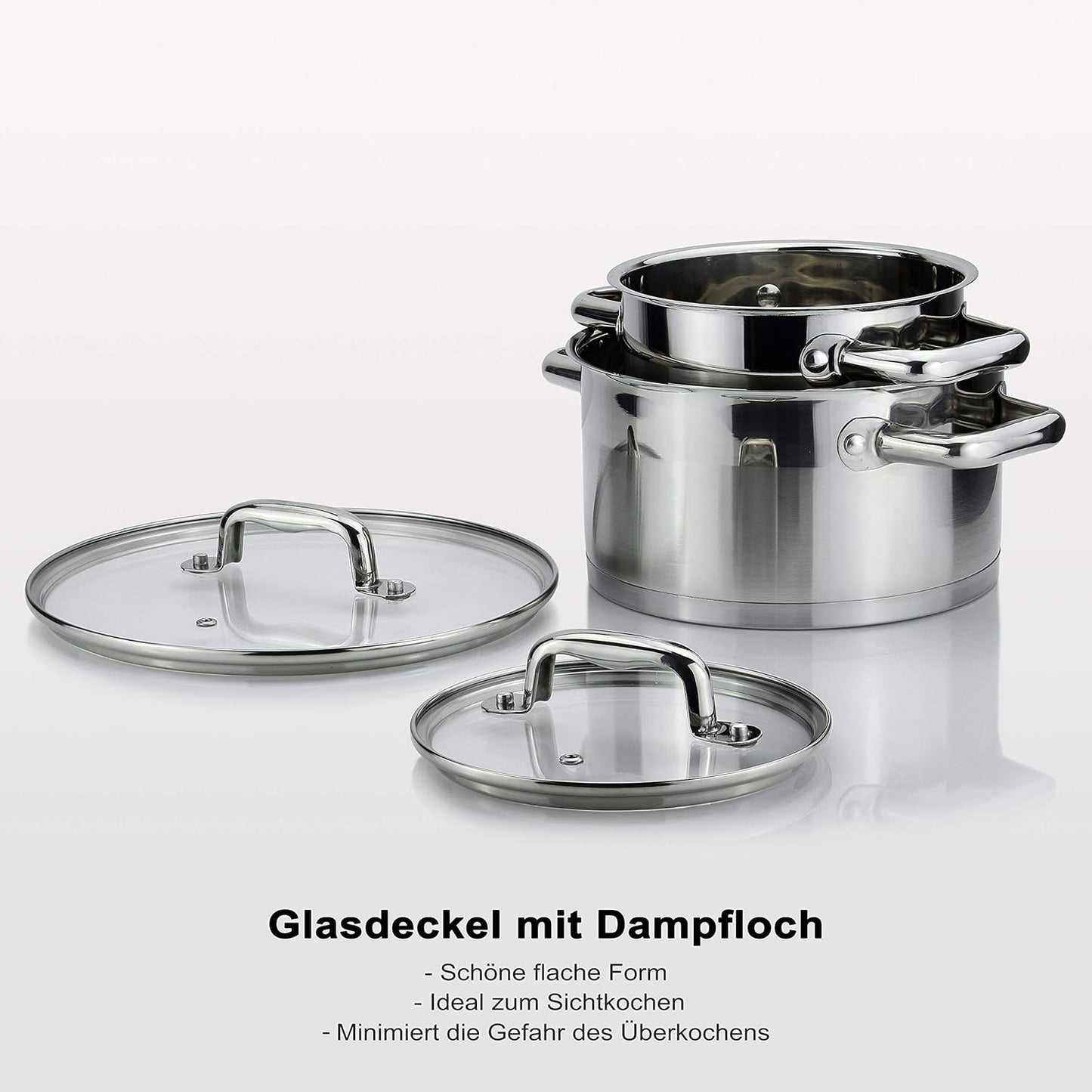 Induktionsgeeignetes Kochtopf-Set aus Edelstahl (9-teilig)
