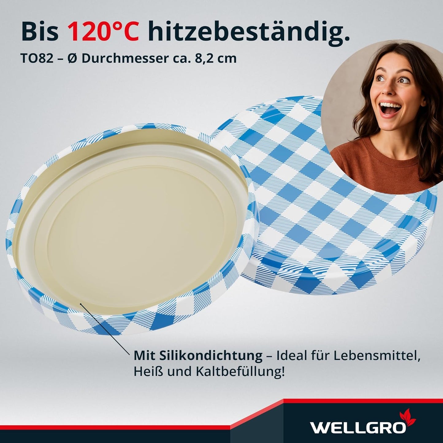 Einmachgläser mit Schraubdeckel (50 Stück, 550 ml), Blau Kariert 550 ml 50