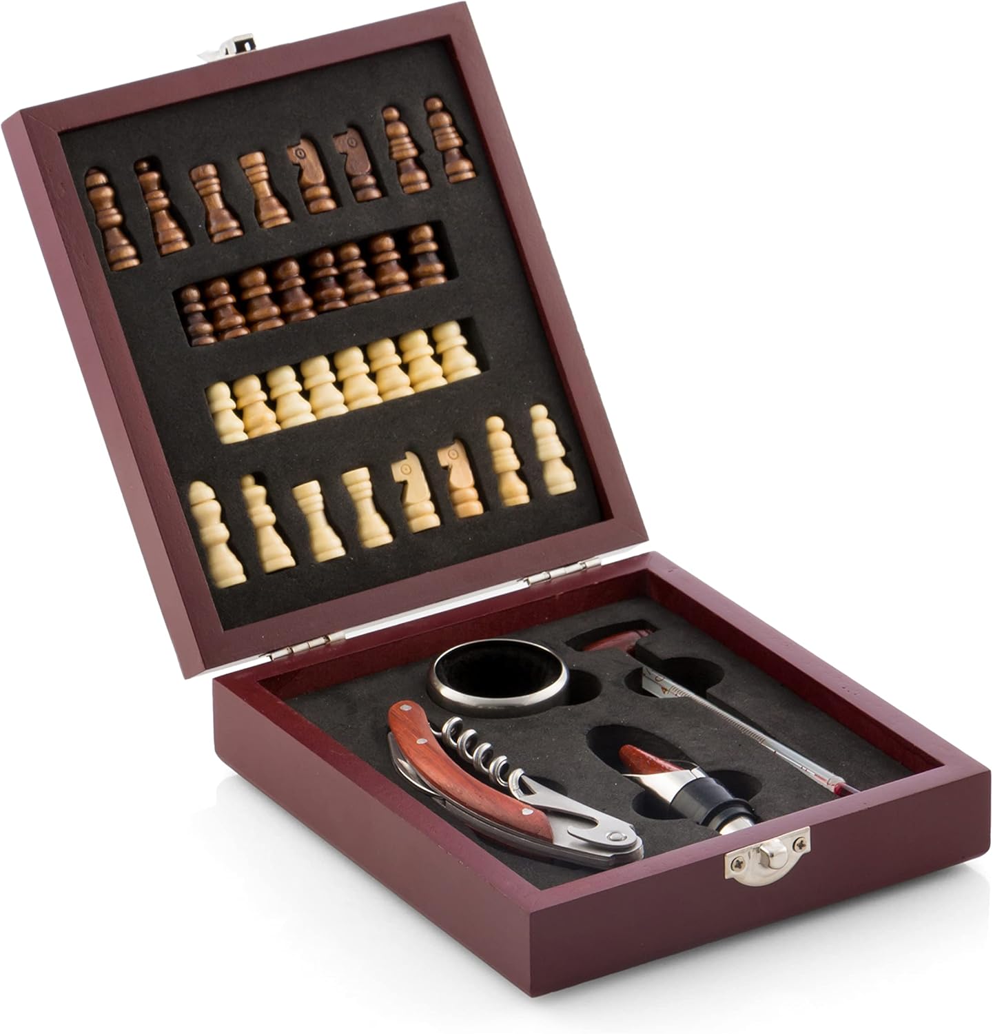Weinzubehörset mit Schachspiel, Braun Einheitsgrösse