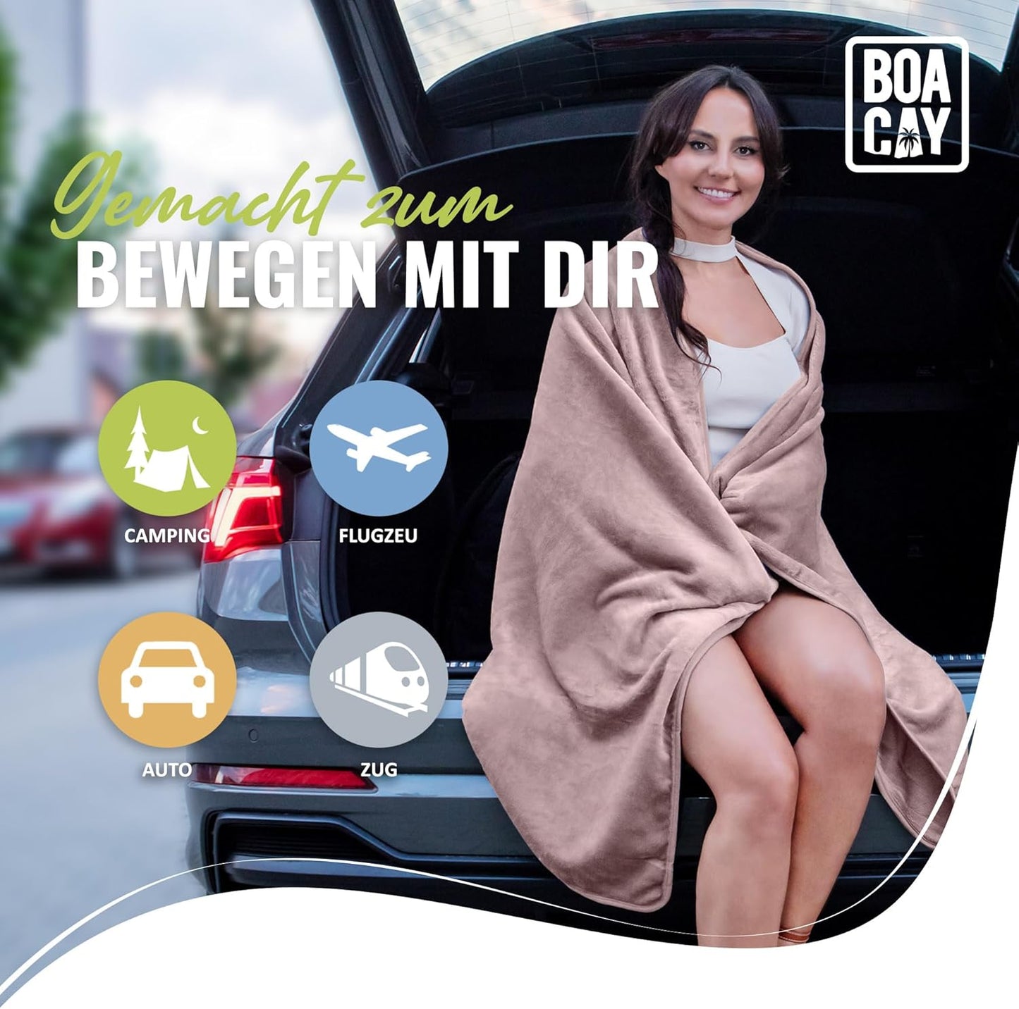 Weiche Reisedecke für Flugzeug & Auto, Rosa