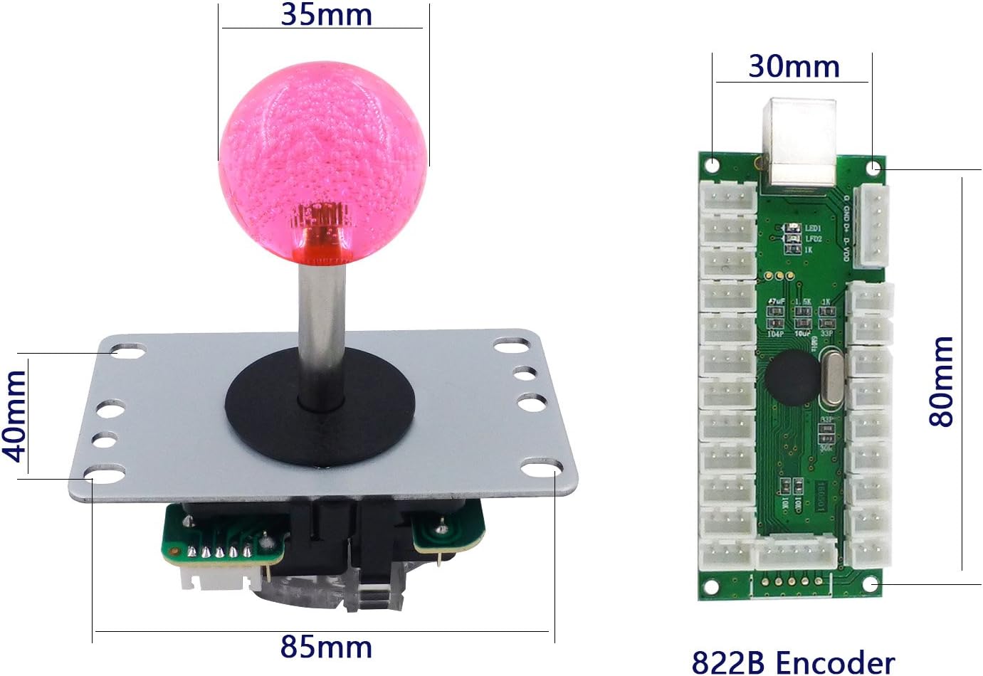 Arcade Joystick DIY Kit mit USB Encoder, red
