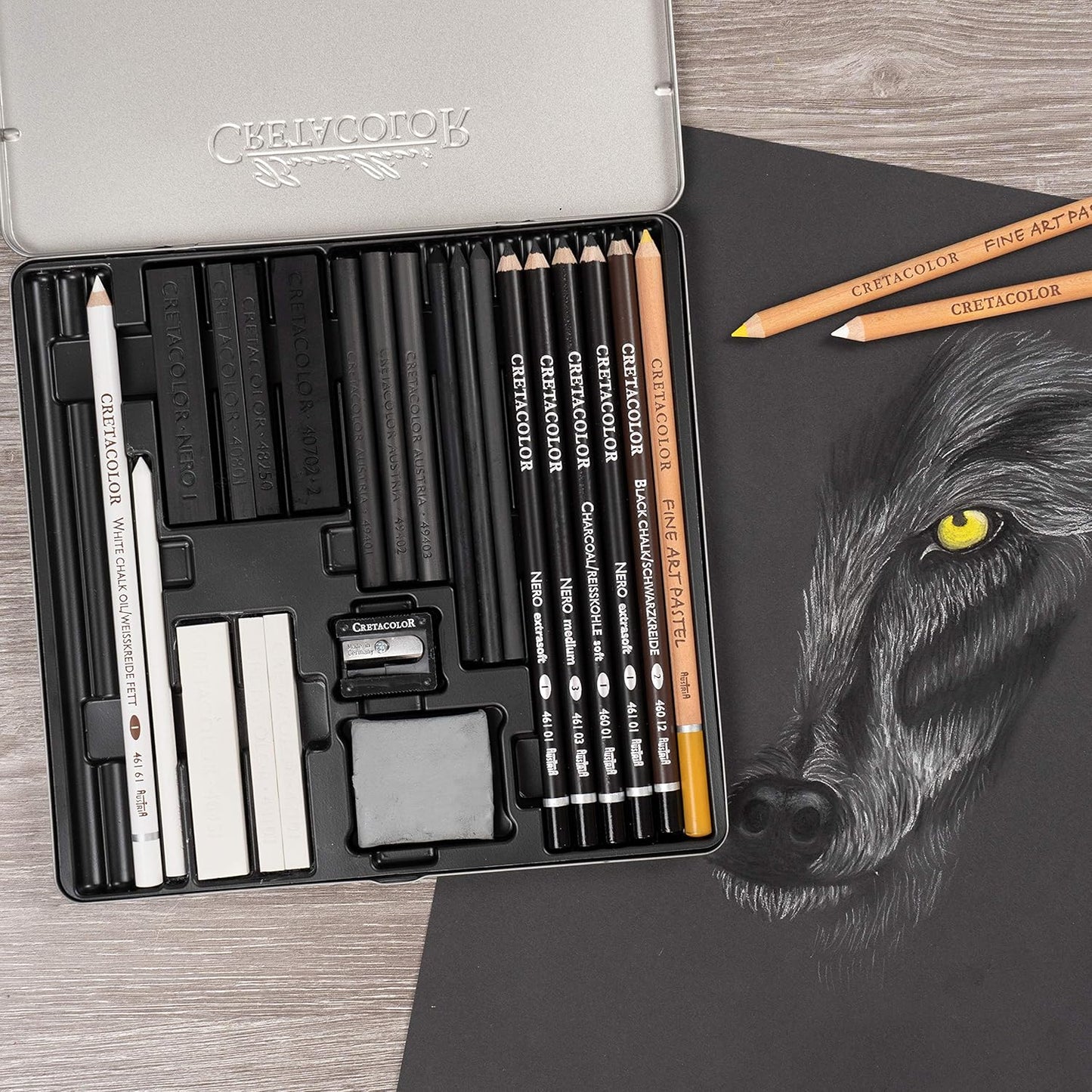 Wolf Box Schwarz-Weiss Zeichen Set, 25-teilig