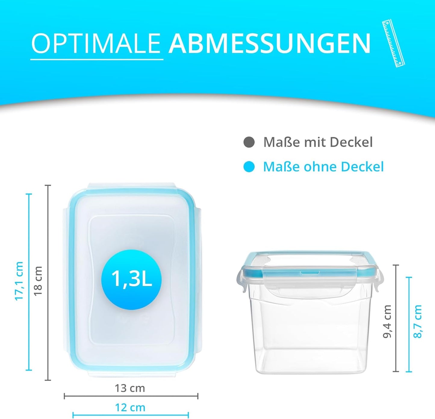 4-teiliges Frischhaltedosen-Set, 1.3 L | 4er Set