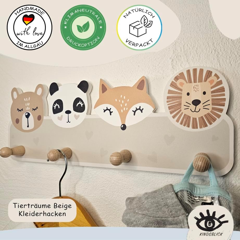 Kindergarderobe mit Poster, Beige