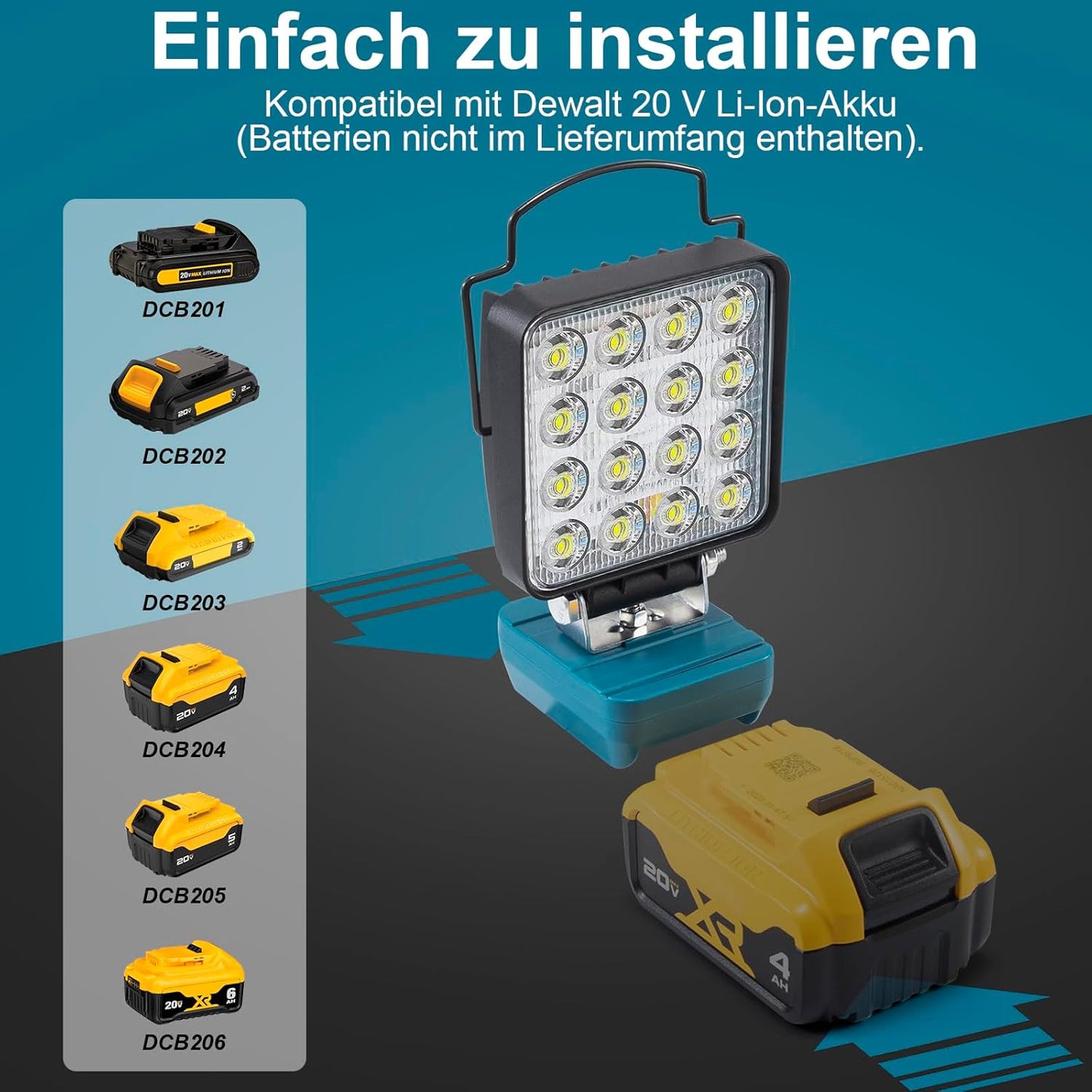 Akku-Baustrahler für DeWalt, Blau
