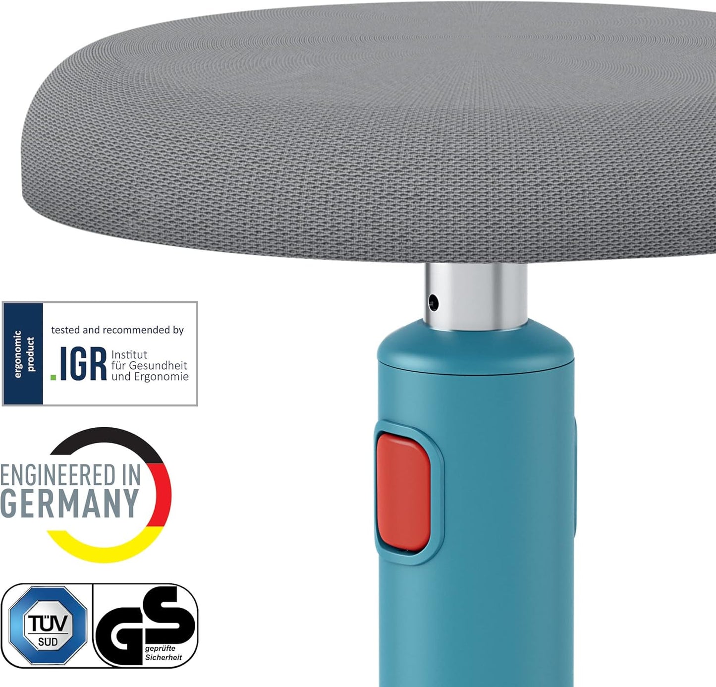 Ergonomischer höhenverstellbarer Wipphocker, Sanftes Blau Steh- und Sitzhocker