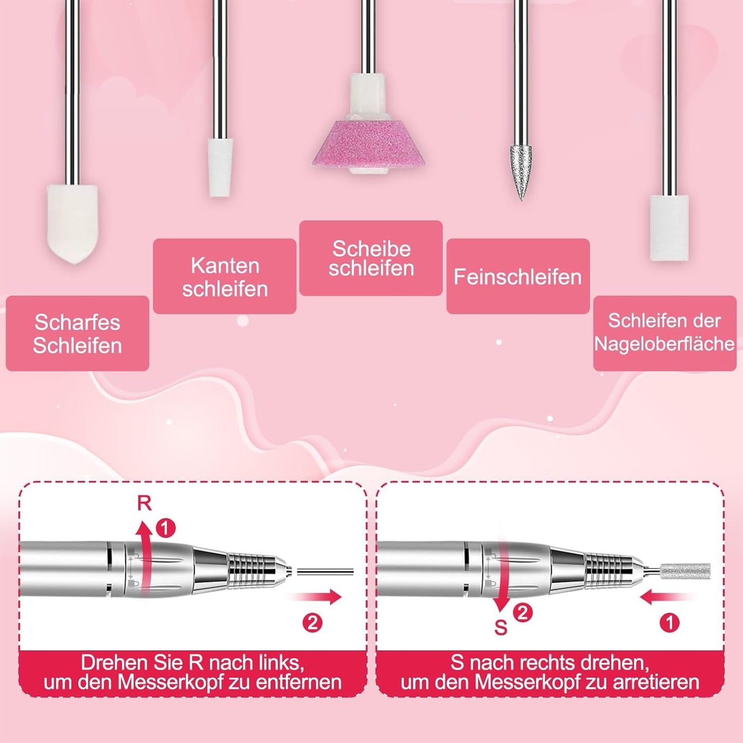 Elektrischer Nagelfräser, Rosa