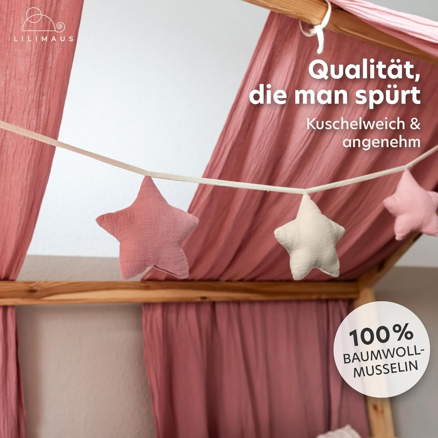 Sternenkette, Altrosa & Hellbeige Sterne ohne Goldapplikation