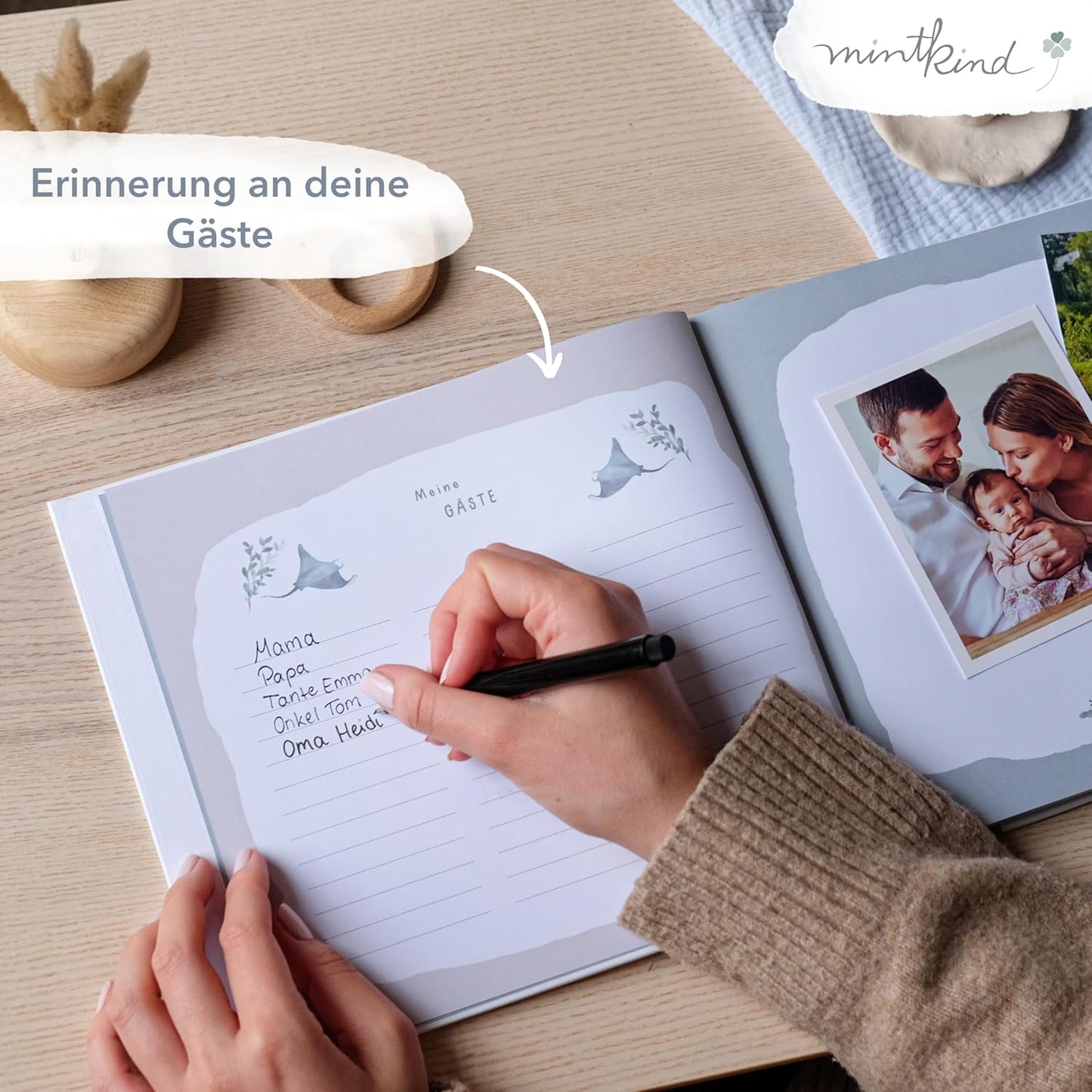 Gästebuch zur Taufe mit 72 Innenseiten, Wal ohne Stickerset