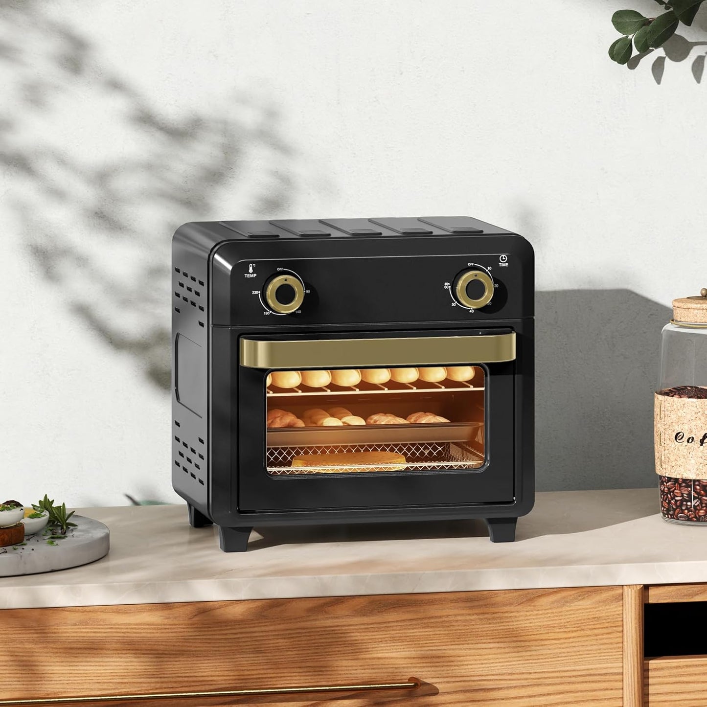 Minibackofen mit Umluft und Timer, Schwarz