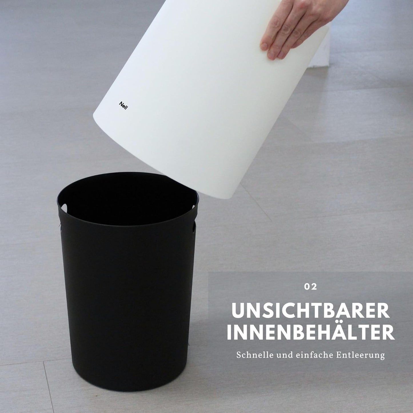 Eleganter Mülleimer, Weiss 12l ohne Deckel