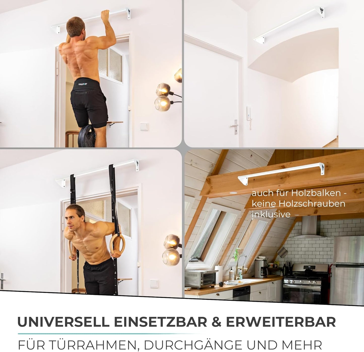 Klimmzugstange zur Wandmontage, weiß