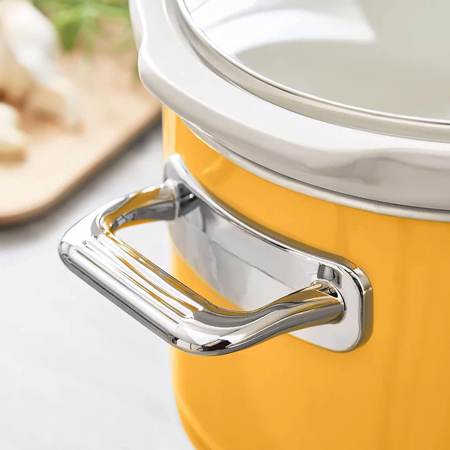 Retro Slow Cooker mit Keramikbehälter, Gelb