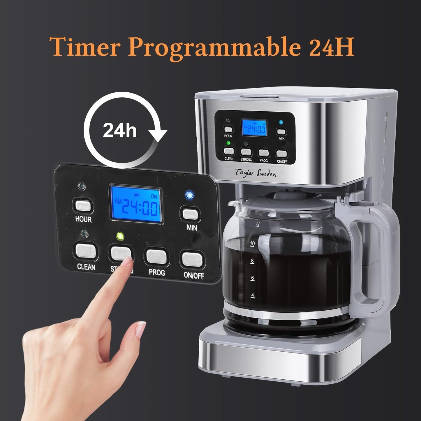 Filterkaffeemaschine mit Timer und Abschaltautomatik, Grey