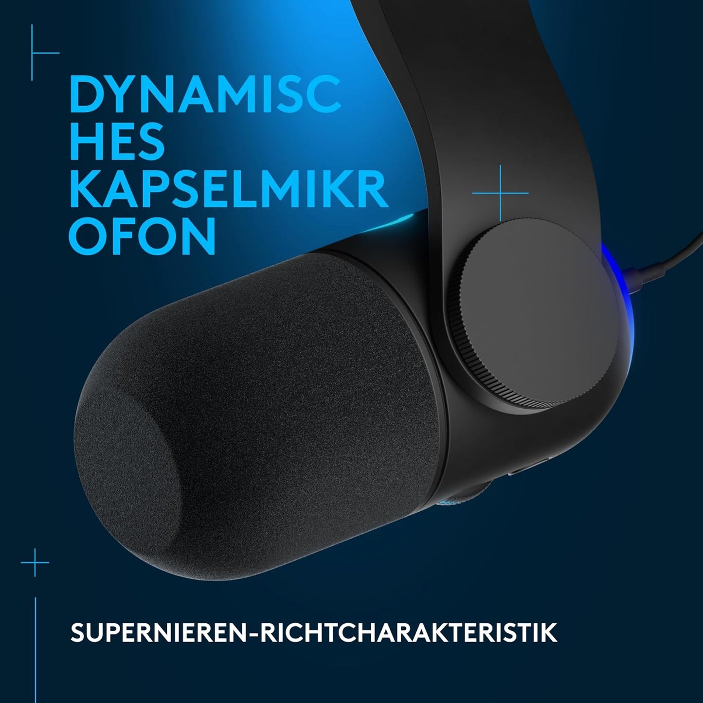Yeticaster GX Dynamic RGB Gaming Mic, Schwarz Mikrofon + Schwenkarm