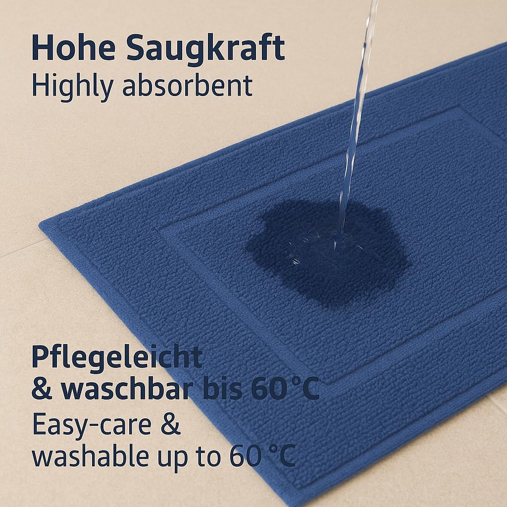 2er-Set Badematten, 50x70 cm, 2x Badvorleger Royalblau