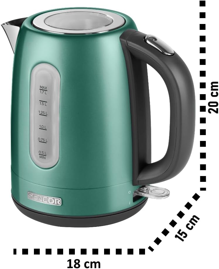 Edelstahl-Wasserkocher mit Filter (1,7 L, 2150 W), Grün