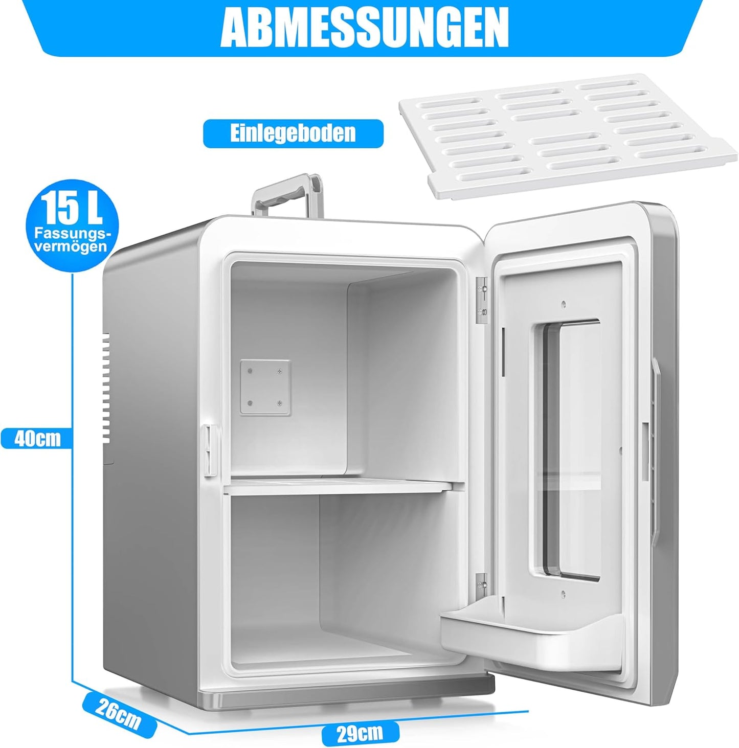 2in1 Mini Kühlschrank mit Kühl- und Heizfunktion, 15L Dunkelgrau