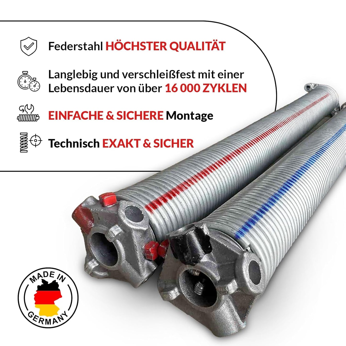 Kastom Garagentor Torsionsfedern Set mit Zubehör, 51/6,5/763 mm