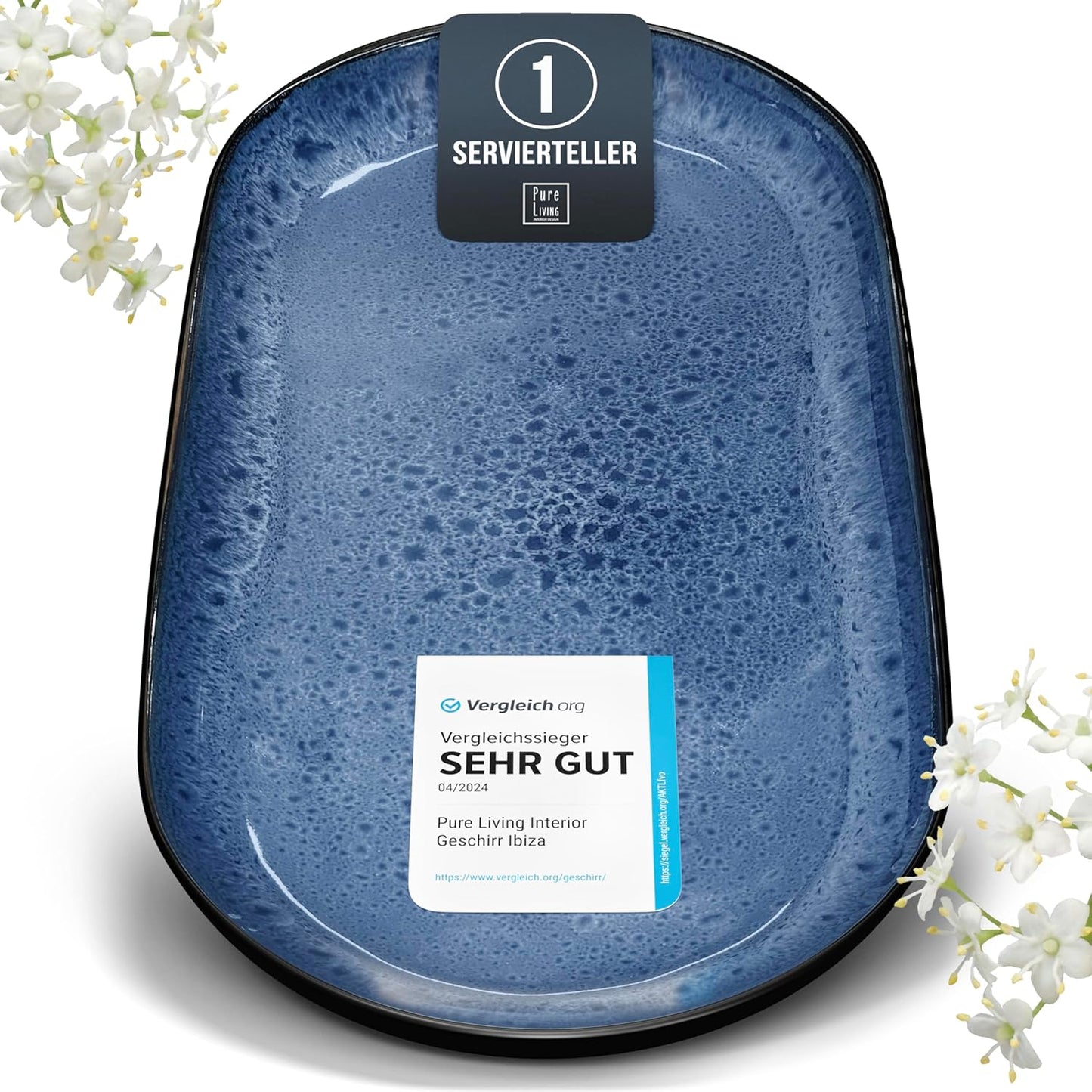 Ovale Servierplatte, Servierplatte Tiefblau