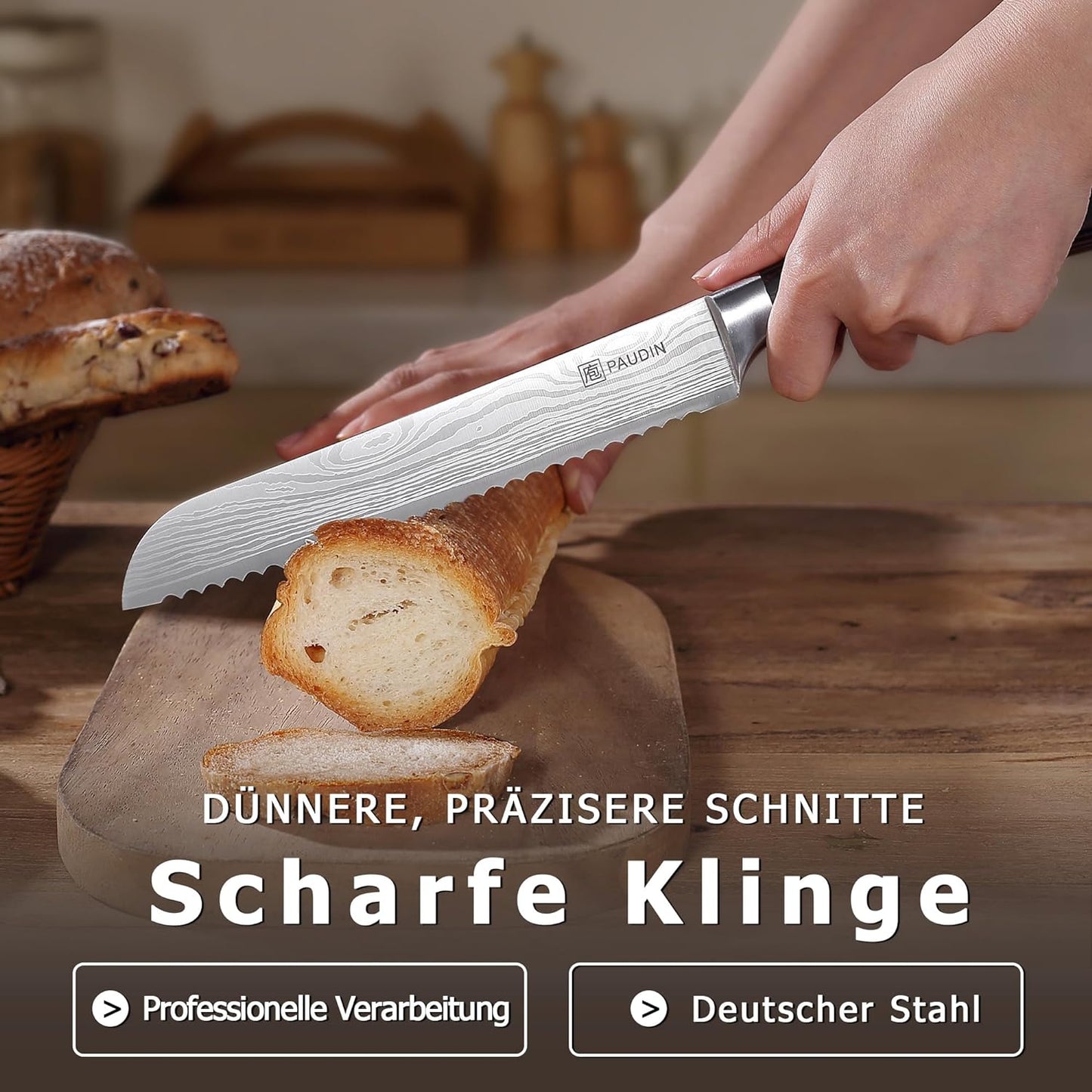 Brotmesser, 20 cm Brotmesser mit Holzgriff