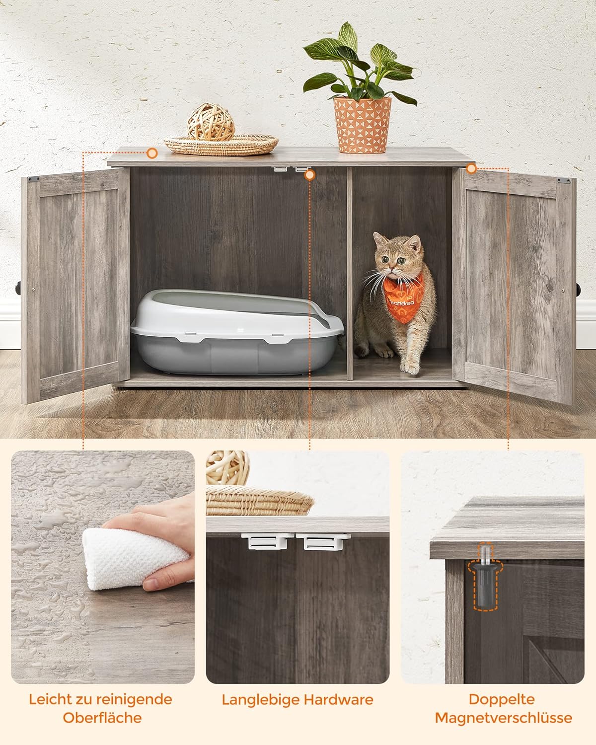 Katzenhaus mit herausnehmbarer Trennwand, 53T x 80B cm Greige
