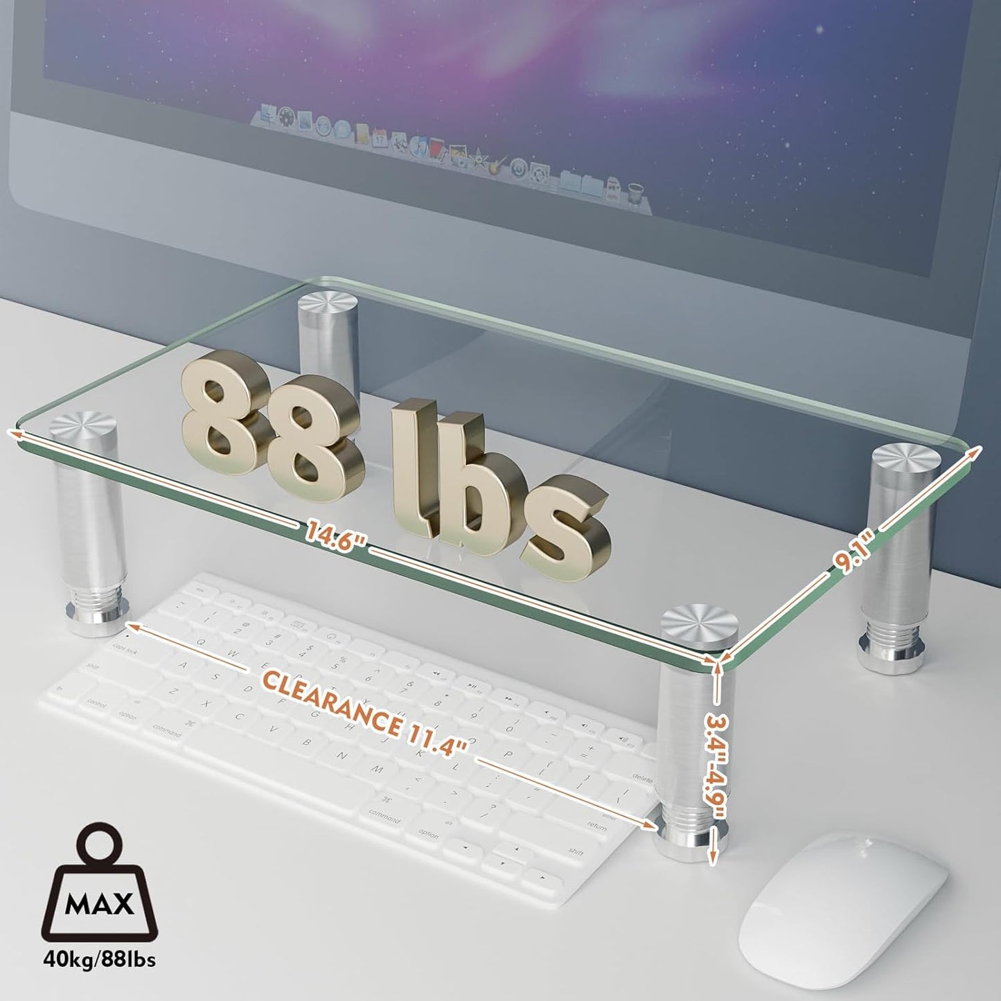 Höhenverstellbarer Monitor-Ständer aus Glas, M