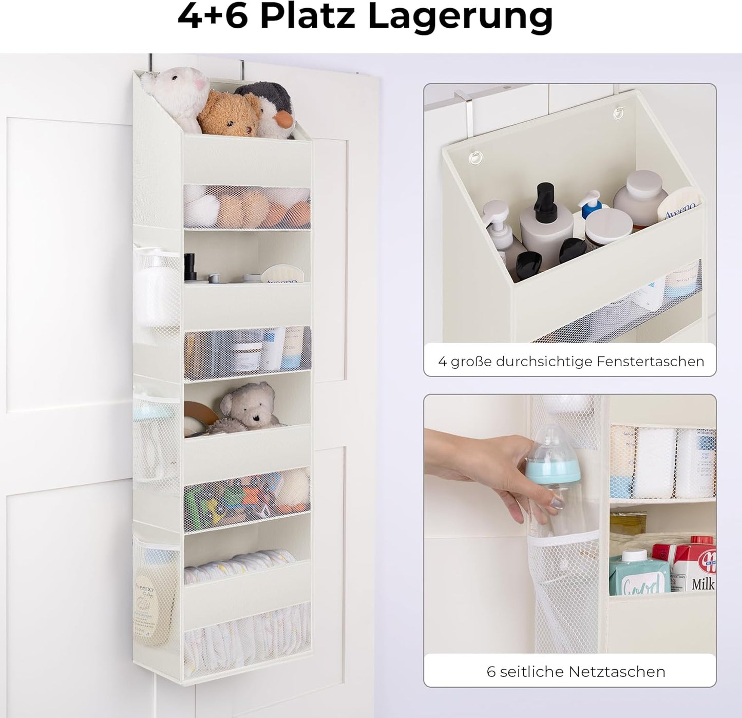 Tür-Hängeregal, 4 Fächern Beige - 1 Stück