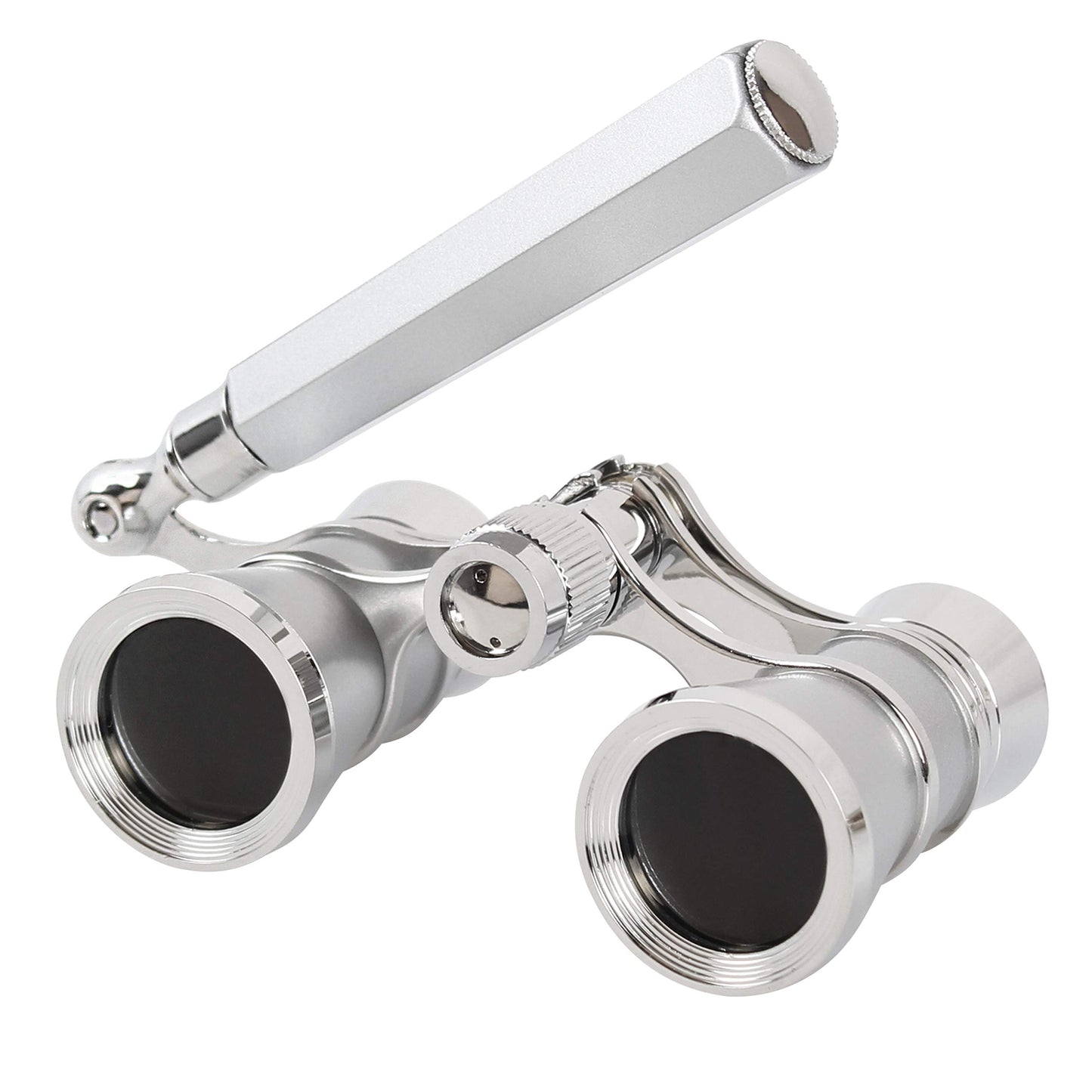Opernglas mit ausziehbarem Griff, Silber