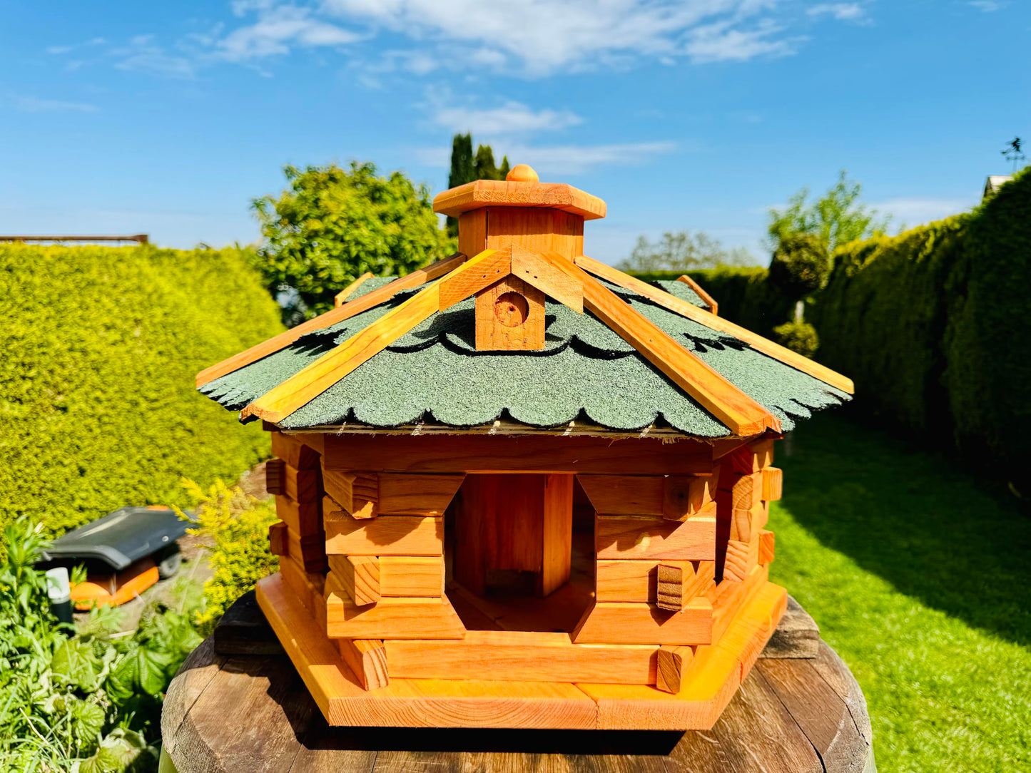 Sechseck Vogelhaus XL ohne Ständer, wetterfest, Grösse XL ohne Ständer Grün - Braun