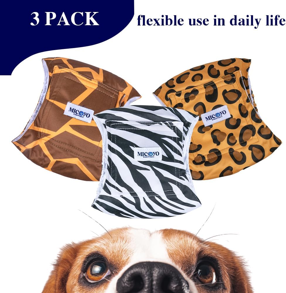 Wiederverwendbare Hundewindeln für Rüden, 3er-Pack, Wildes Afrika M