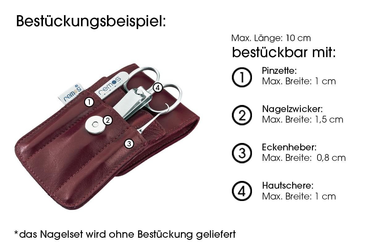 Nageletui für 4 Instrumente, Rot