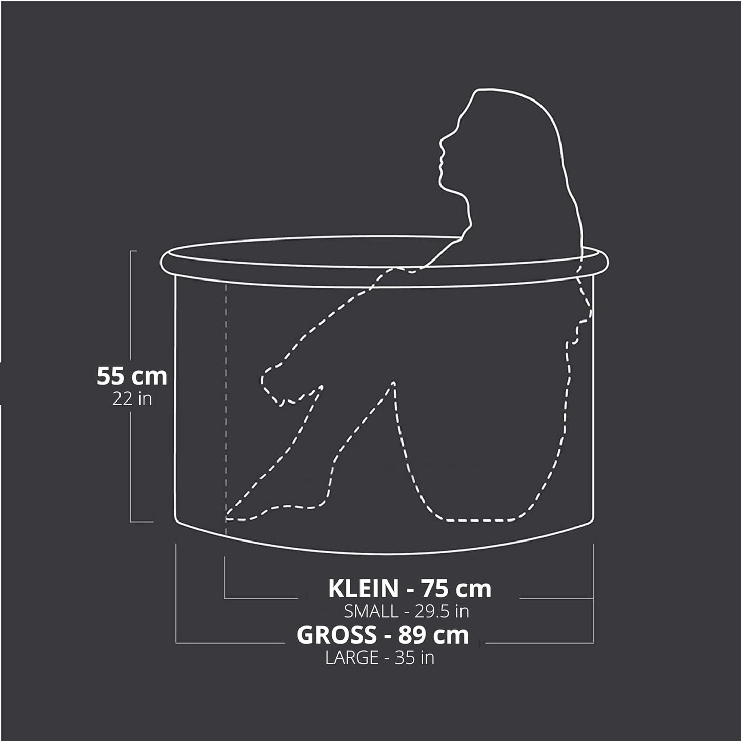 Faltbare Badewanne, 90cmØ x 55cm Braun