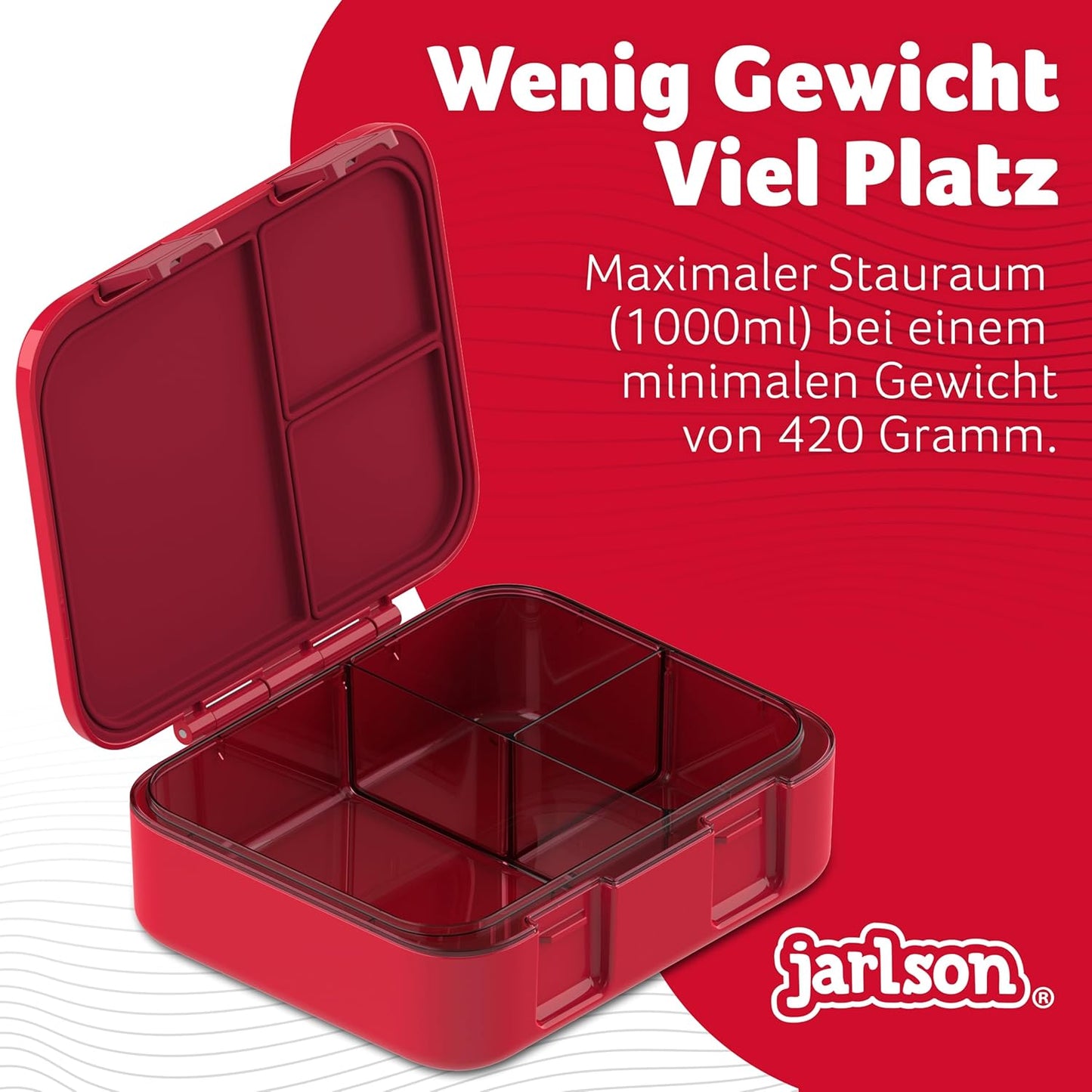 Kinder Bento Lunchbox mit Trennfächern, Feuerwehr Rot
