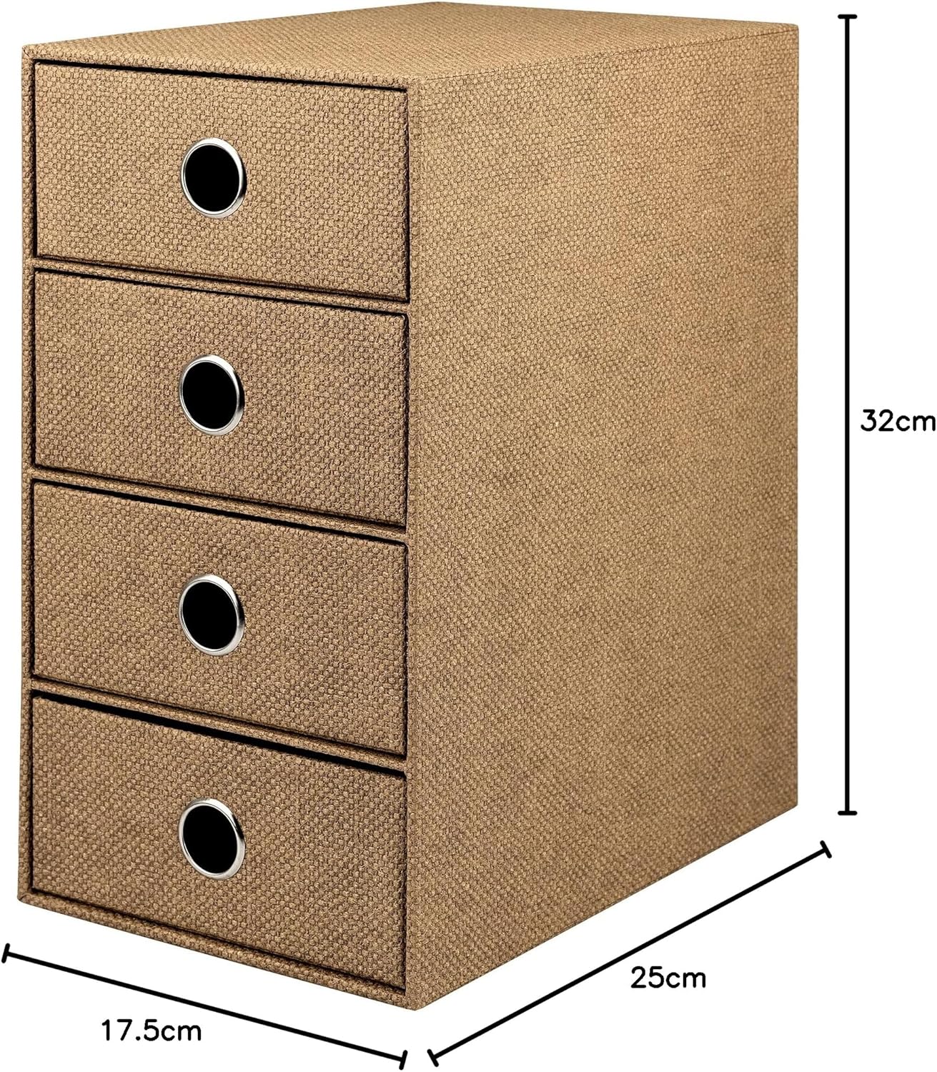 Schubladenbox mit 4 Schubladen, Haselnuss