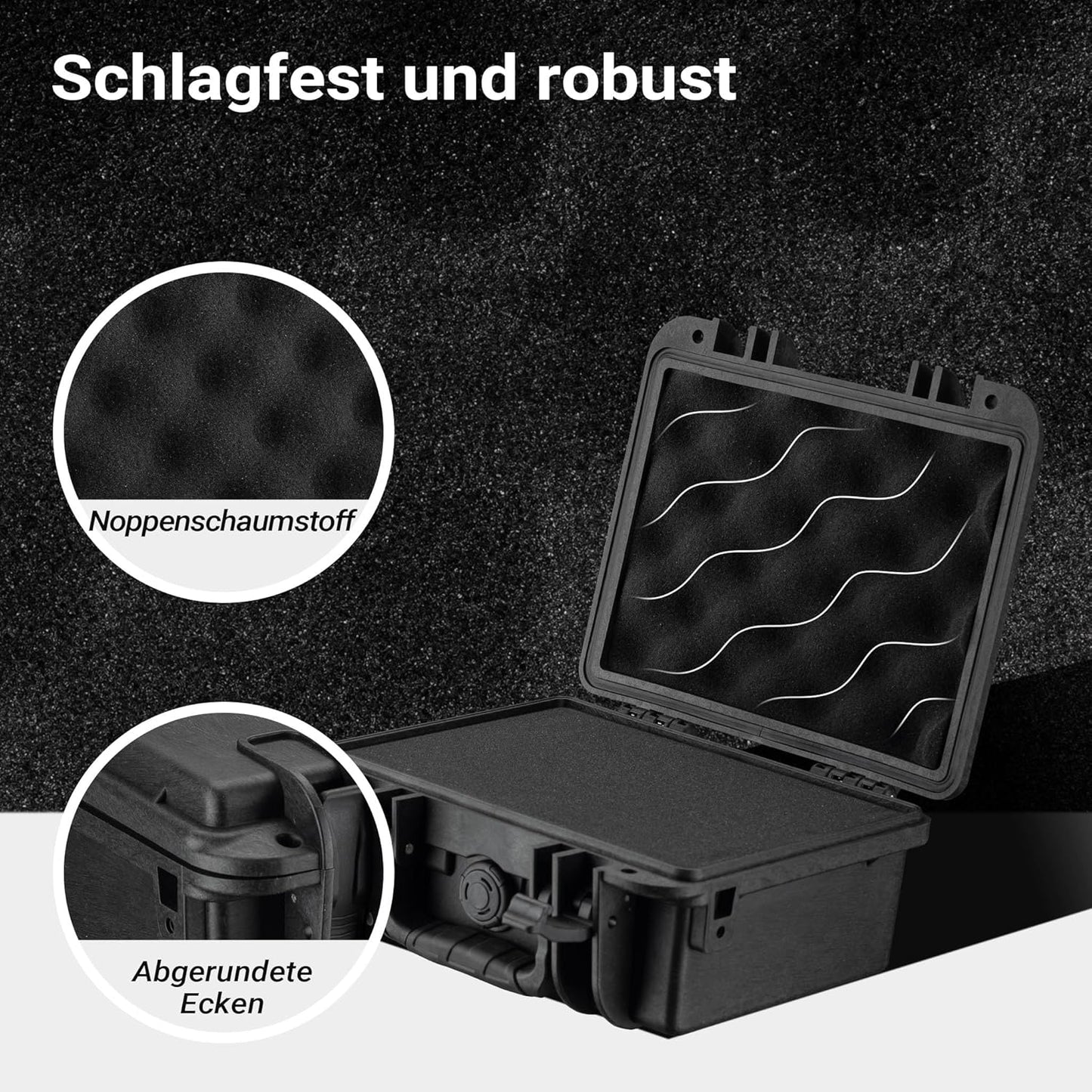 Wasserdichter Schutzkoffer mit Würfelschaumstoff, 25 x 21.8 x 11.3 cm