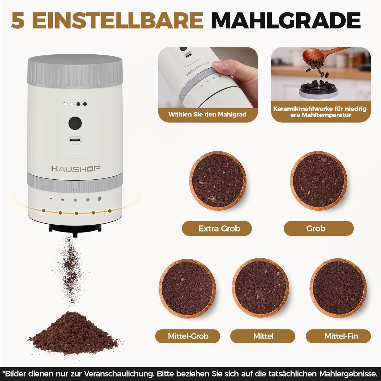 Elektrische Kaffeemühle, Weiss