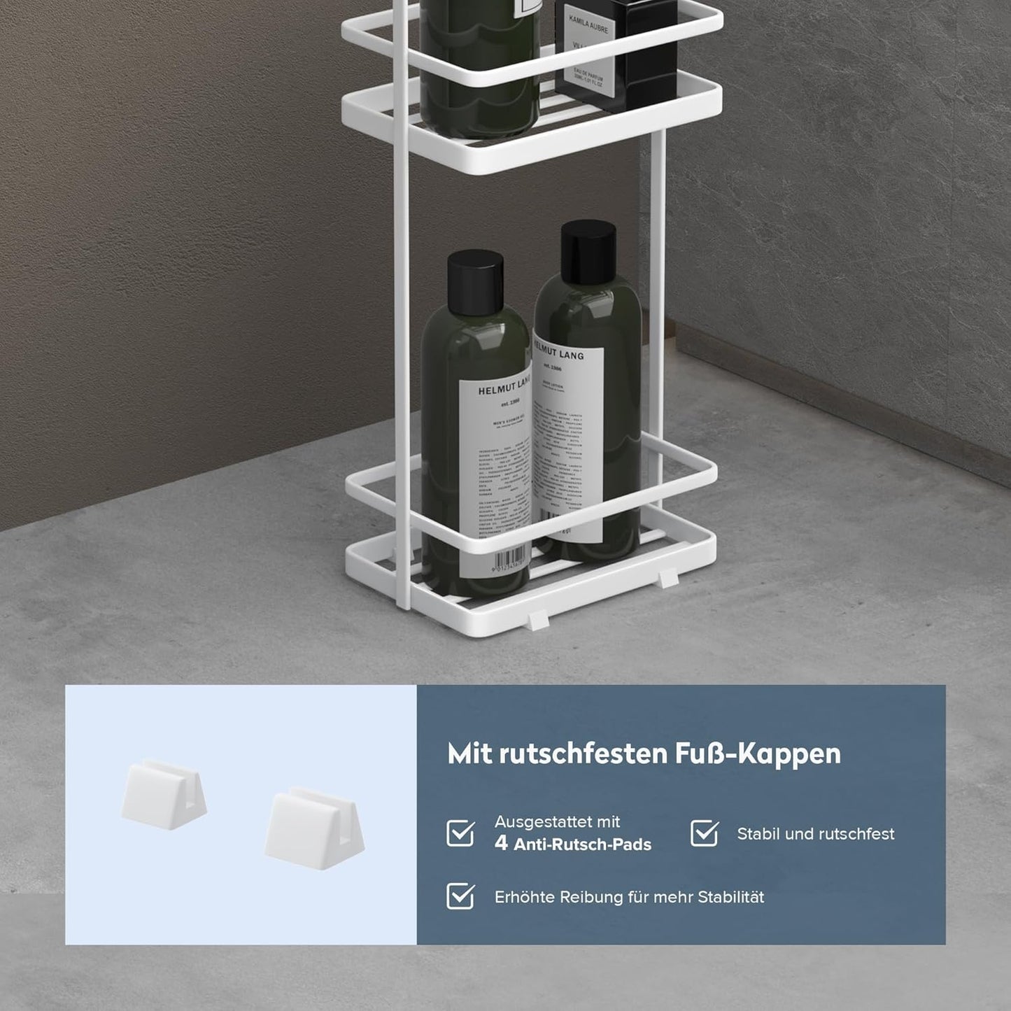 Freistehendes Duschregal Reglo-02 mit 3 Ebenen, Weiss