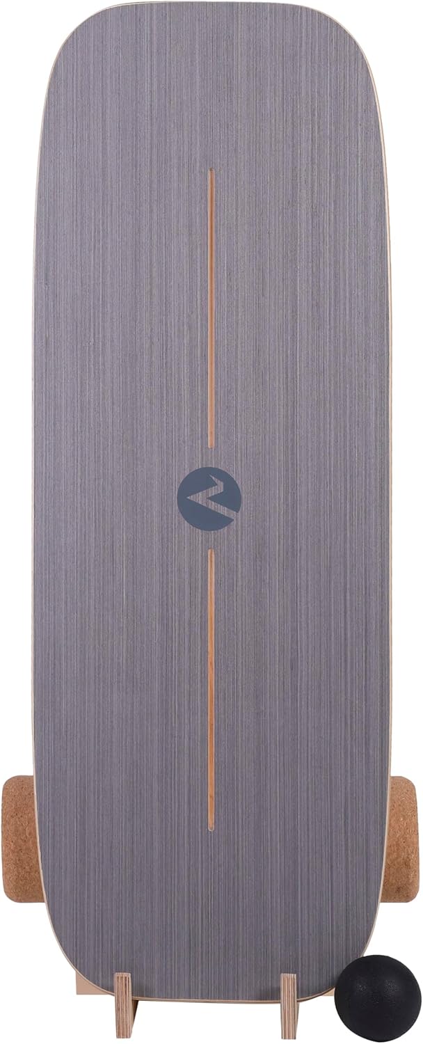Balance Board aus Holz mit Rolle & Zubehör, Allround Shape Grau