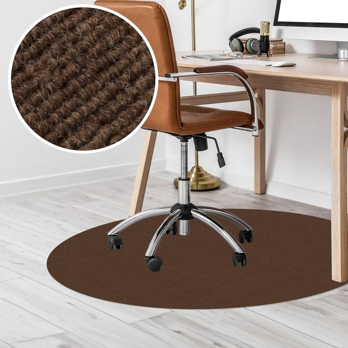Runde Bodenschutzmatte für Bürostuhl, Rund 90 cm Schoko