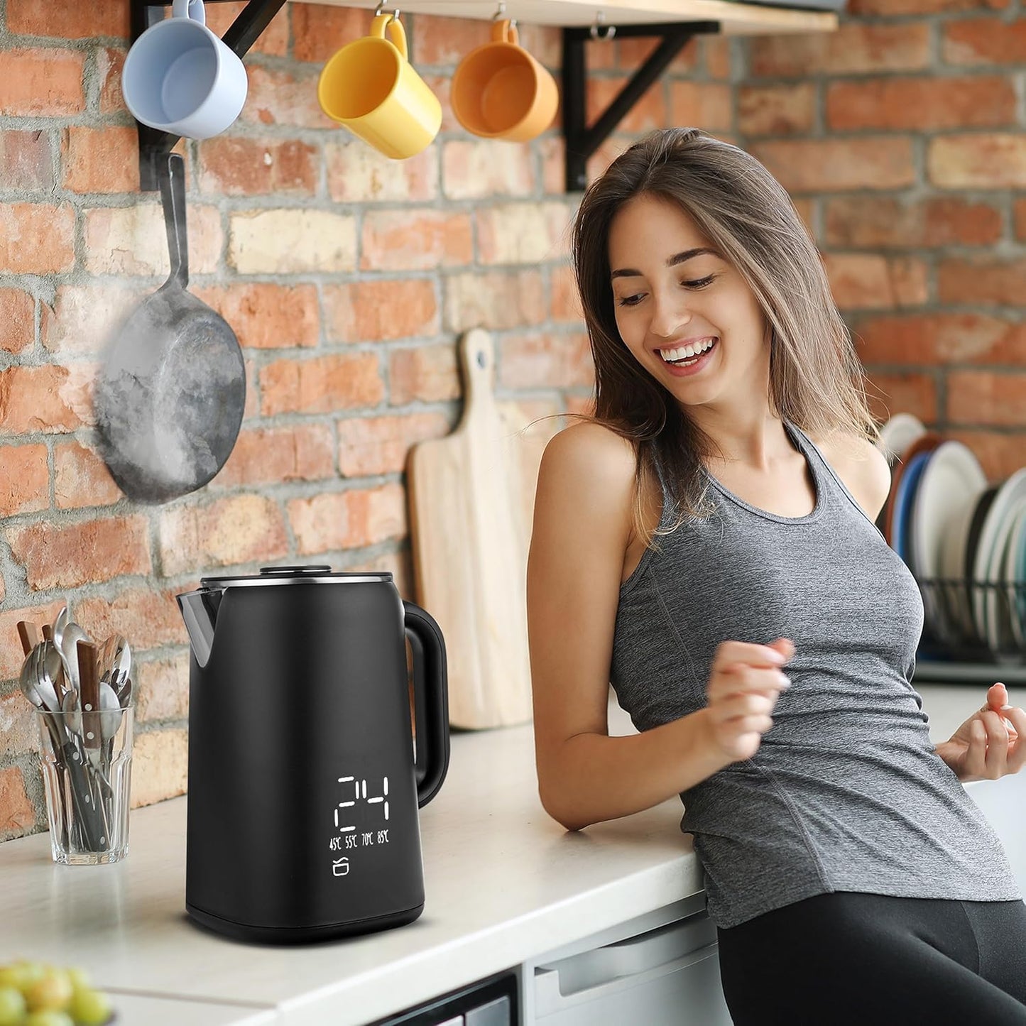 Edelstahl Wasserkocher mit Temperaturkontrolle