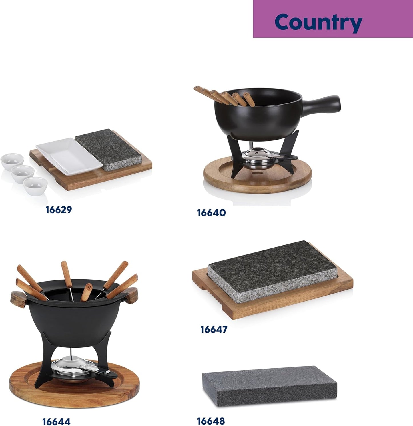 Hot Stone Platte XL Country 6-teilig, Heisser Stein XL Country