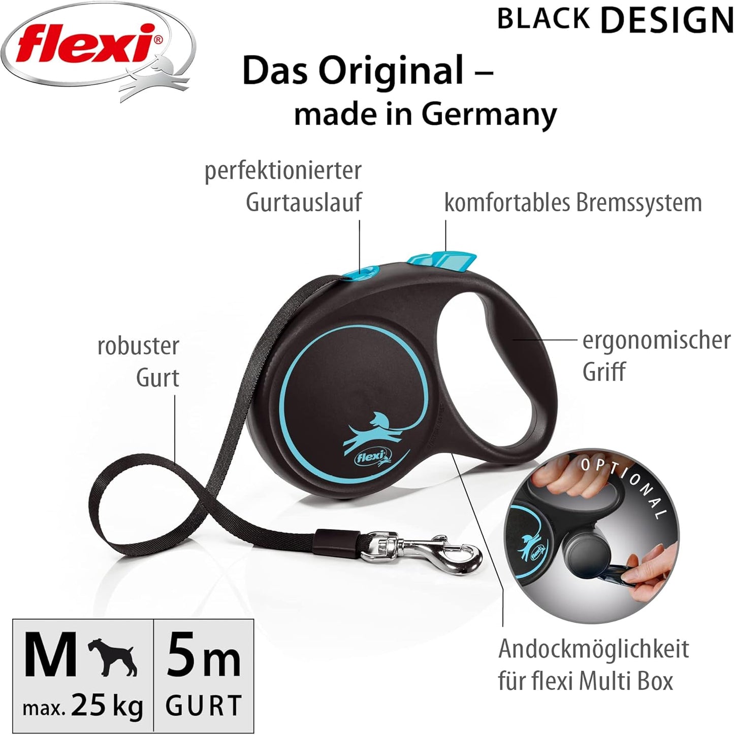 Rollleine für Hunde, Blau M: 5m (max. 25kg)